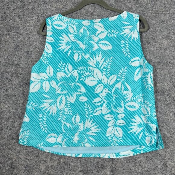 Windsmoor Boho Women's Linen Floral Core Teal Sleeveless Top Size 12 - Picture 12 of 15